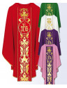 Chasuble with Gold IHS symbol and Floral Vine Embroidery