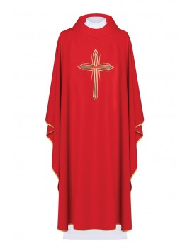 Chasuble embroidered with the symbol of the Cross - red (H11)