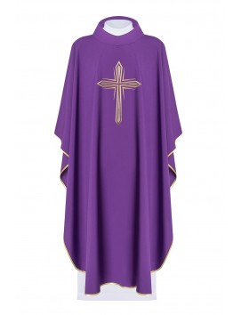 Casula bordada com o símbolo da Cruz - roxo