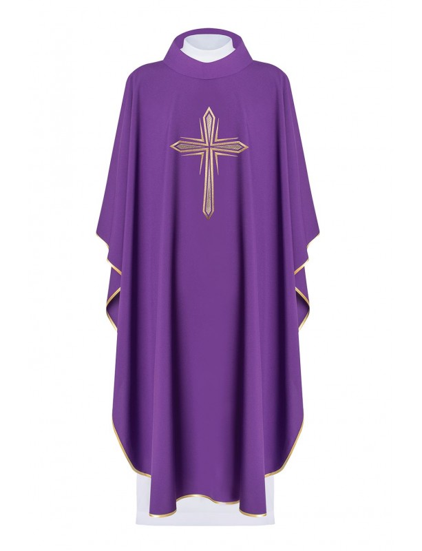 Messgewand bestickt mit dem Symbol des Kreuzes - violett (H11)