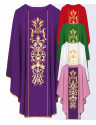 Catholic Liturgical Chasubles with Ornate Gold Floral and Wheat Embroidery