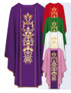 Catholic Liturgical Chasubles with Ornate Gold Floral and Wheat Embroidery