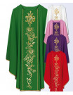 Liturgical Chasuble with IHS Monogram and Gold Floral Embroidery - 5 Colors