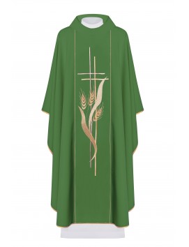 Chasuble embroidered Cross and ears - green (H19)