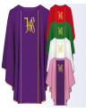 Liturgical Chasuble with Front Embroidery in Multiple Colors