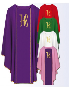 Liturgical Chasuble with Front Embroidery in Multiple Colors