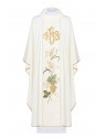 Chasuble embroidered IHS, ears, grapes - ecru (H24)