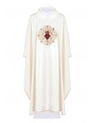 Embroidered chasuble Heart of Jesus and Chalice - ecru (H26).