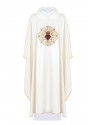 Embroidered chasuble Heart of Jesus and Chalice - ecru (H26).