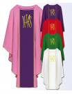 IHS Embroidered Priest chasuble in Multiple Liturgical Colors