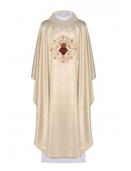 Gesticktes Messgewand Herz Jesu und Kelch - gold (H27)