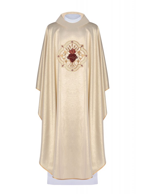 Casulla bordada Corazón de Jesús y Cáliz - oro (H27)