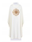 Embroidered chasuble with IHS and PAX - ecru (H30)