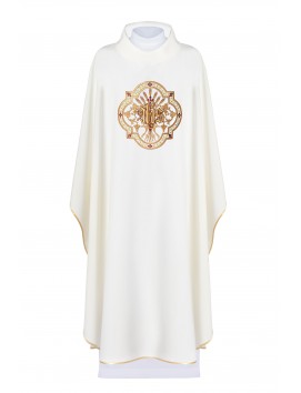 Embroidered chasuble with IHS and PAX - ecru (H30)