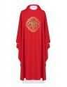 Embroidered chasuble with IHS and PAX - red (H31)