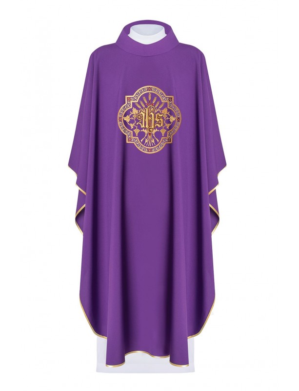 Embroidered chasuble with IHS and PAX - purple (H32)