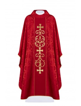 Embroidered chasuble with IHS and PAX - red (H35)