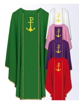 Catholic Liturgical Chasuble with Anchor Embroidery