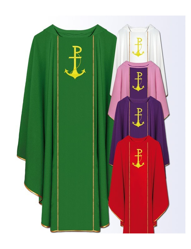 Catholic Liturgical Chasuble with Anchor Embroidery