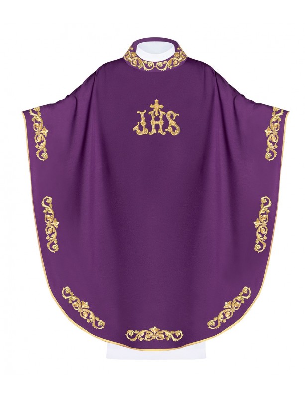 Casulla bordada con IHS - morada (H37)