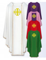 Casulă liturgică catolică cu broderie de cruce de Ierusalim