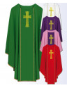 Priest Chasuble with Embroidered Gold Cross in Multiple Liturgical Colors