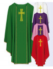 Priest Chasuble with Embroidered Gold Cross in Multiple Liturgical Colors