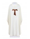 Chasuble decorated with Franciscan cross TAU - ecru
