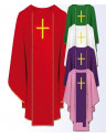 Liturgical Chasuble with Embroidered Cross Design – Multi-Colored Vestments for Catholic Priests