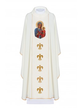 Casula imagem de Nossa Senhora de Czestochowa - ecru