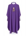 Chasuble brodée avec calice, IHS et raisins - violet (H49).