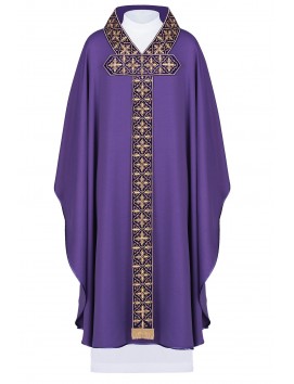 Embroidered chasuble with decorative stones - purple (H50)