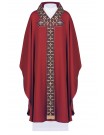 Embroidered chasuble with decorative stones - red (H52)