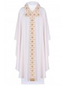 Embroidered chasuble with decorative stones - ecru (H53)