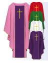 Catholic Liturgical Chasuble with Gold Cross Embroidery - 5 Colors