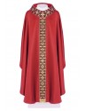 Embroidered chasuble with narrow belt, decorative stones - red (H56)