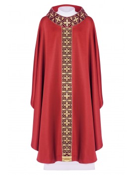 Chasuble brodée avec ceinture étroite, pierres décoratives - rouge (H56)