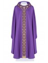 Embroidered chasuble with a narrow belt and decorative stones - purple (H57)