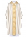 Chasuble richly embroidered, decorative stones - ecru (H60)