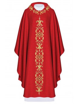 Casulă bogat brodată, pietre decorative - roșu
