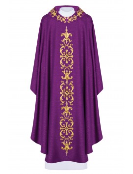 Messgewand reich bestickt, Ziersteine - violett (H64)