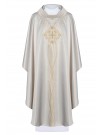 Chasuble inspired by the rosary - shiny ecru fabric (H66)