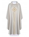 Chasuble inspired by the rosary - shiny ecru fabric (H66)