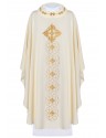 Chasuble richly embroidered, decorative stones - ecru (H70)