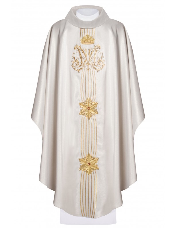 Marian chasuble shining with stones - ecru (H71)