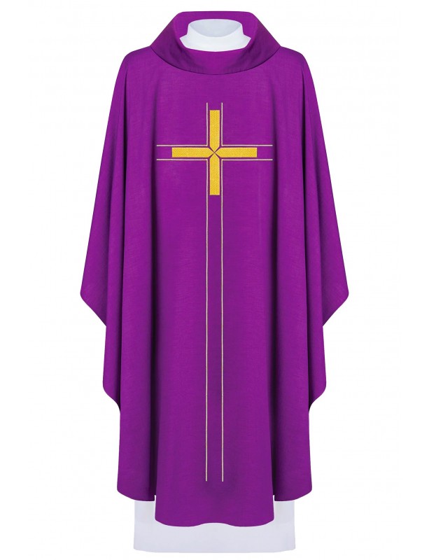Casulă brodată cu cruce - violet