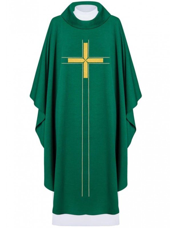 Ornat haftowany z krzyżem - zielony (H73)