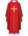 Embroidered chasuble with cross - red (H74)