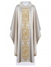 Chasuble richly embroidered, glossy fabric - ecru (H76)