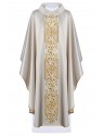 Chasuble richly embroidered, glossy fabric - ecru (H76)
